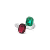 Emerald, Ruby & Diamond Bypass Ring