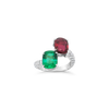 Emerald, Ruby & Diamond Bypass Ring