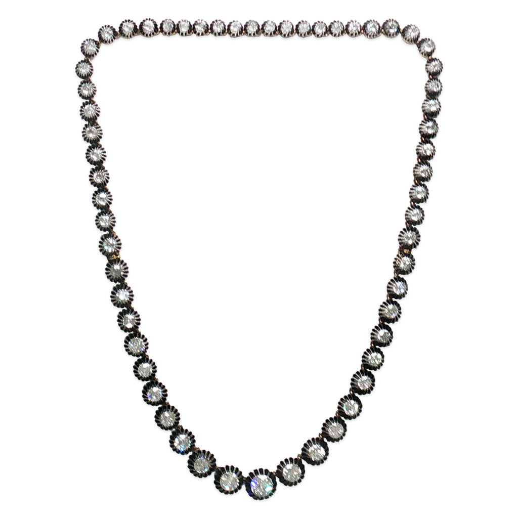 Diamond Riviera Necklace with Silver on Gold