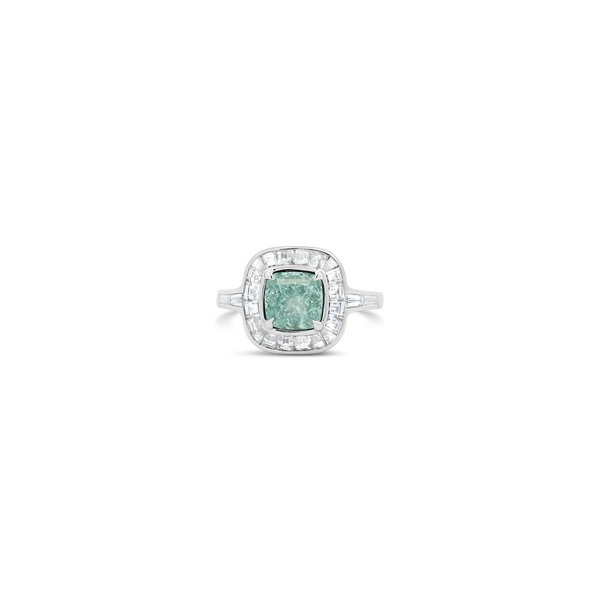 Greenish Blue Diamond Ring