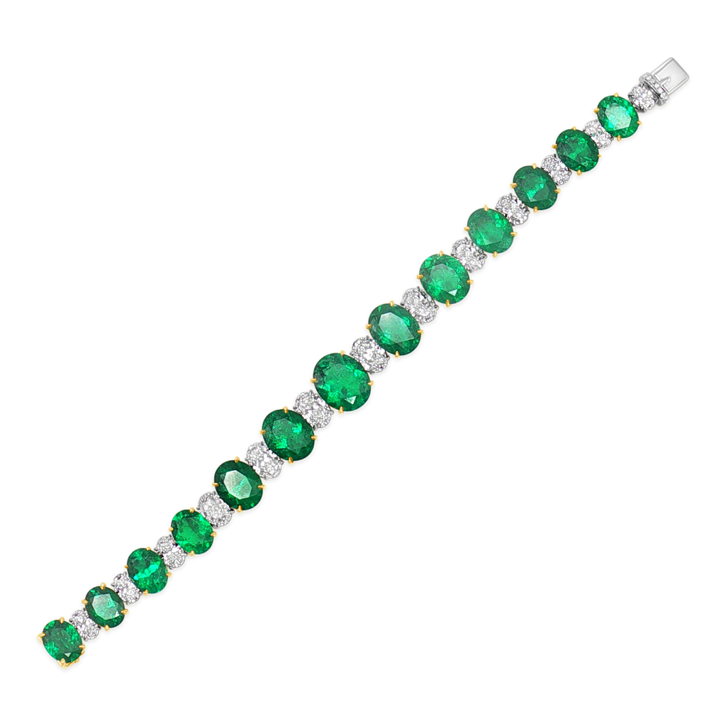 Oval Emerald & Diamond Bracelet