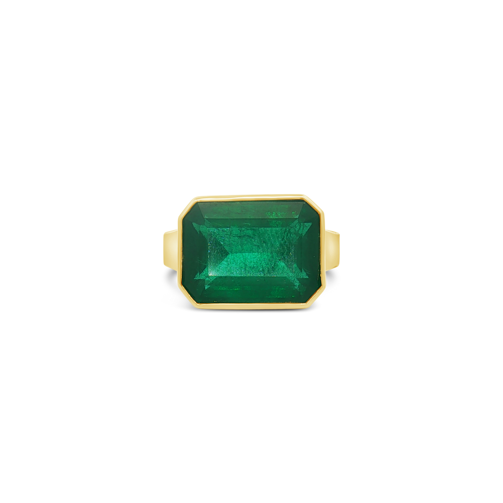 Emerald Ring set in East-West Style