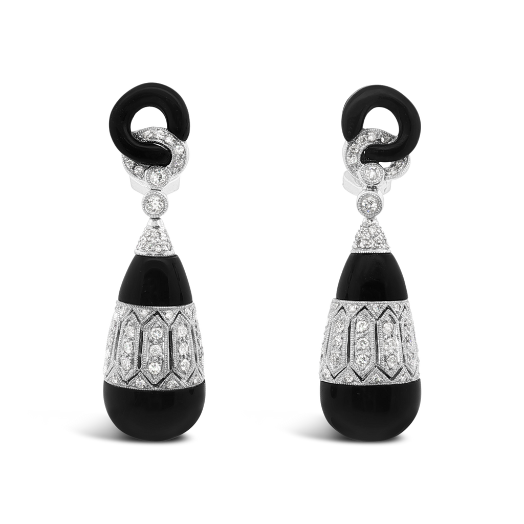 Onyx & Diamond Dangle Earrings