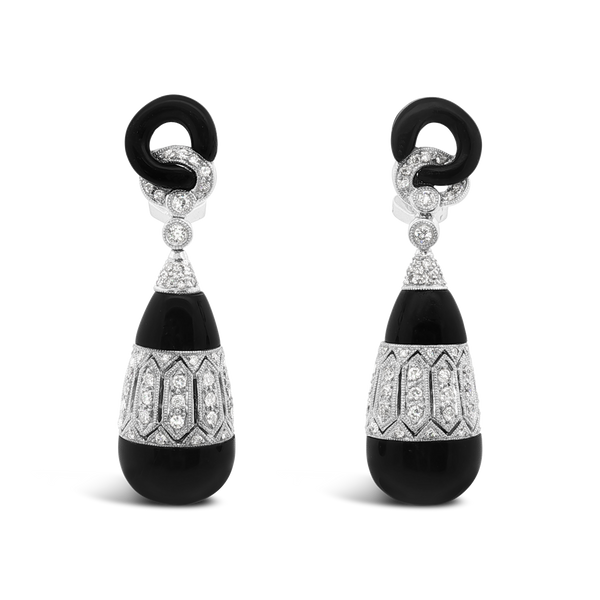 Onyx & Diamond Dangle Earrings