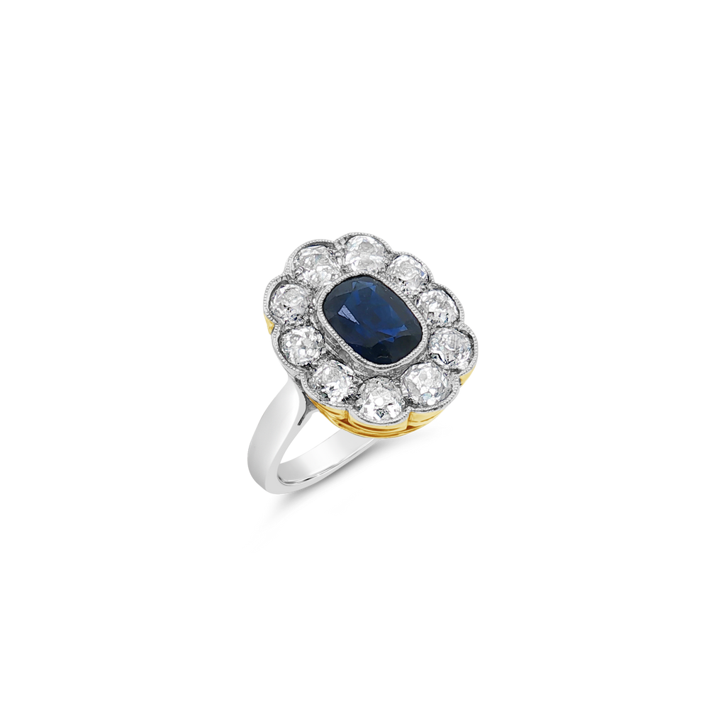 Sapphire & Diamond Cluster Estate Ring