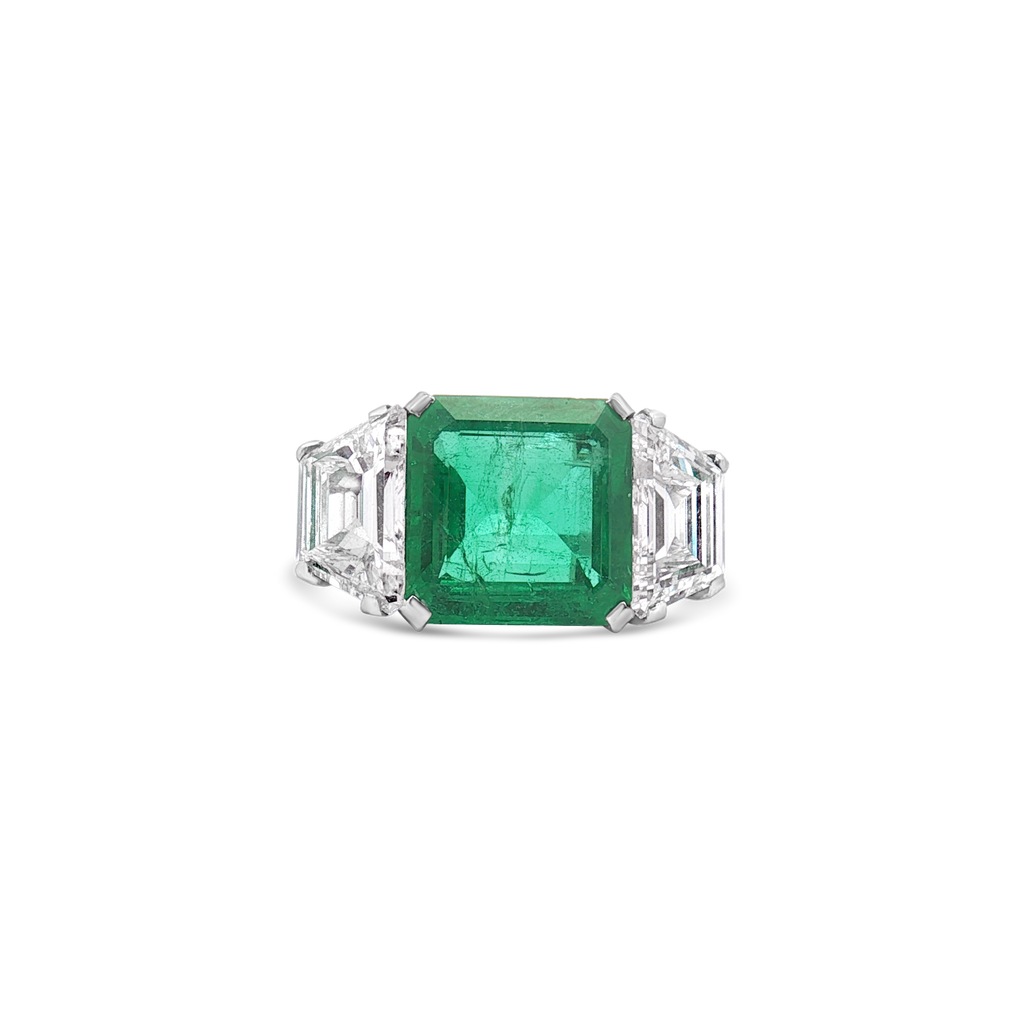 Square Emerald & Diamond Ring