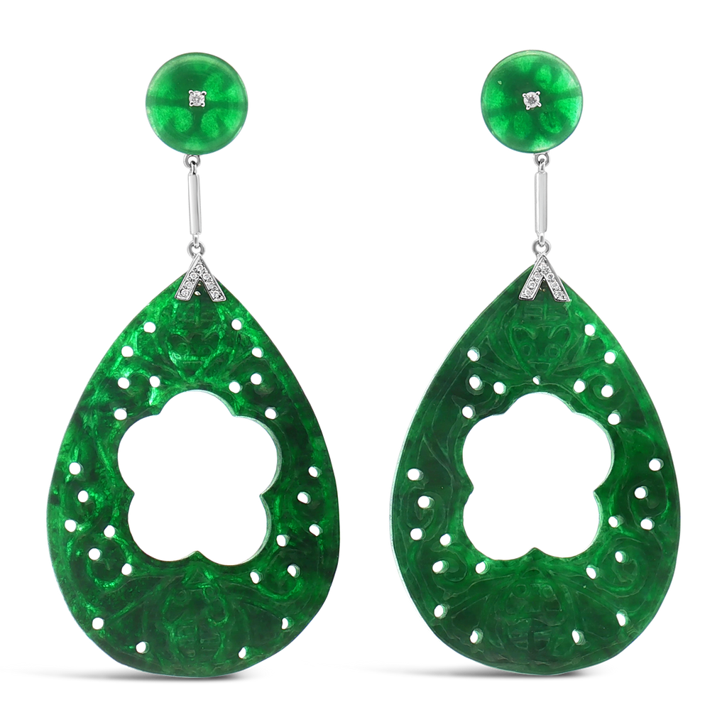 Jade & Diamond Dangle Earrings