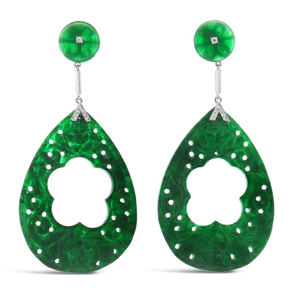 Jade & Diamond Dangle Earrings