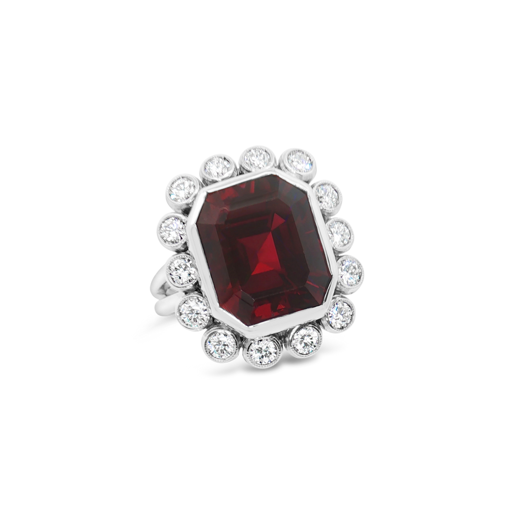 Red Spinel & Diamond Ring