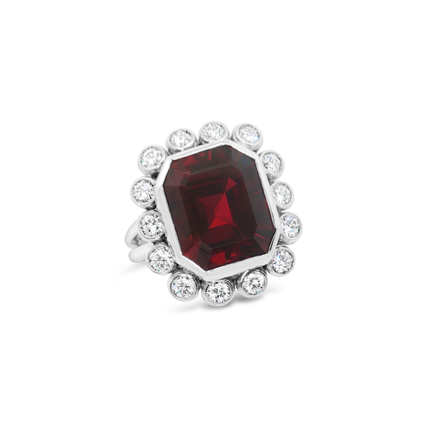 Red Spinel & Diamond Ring