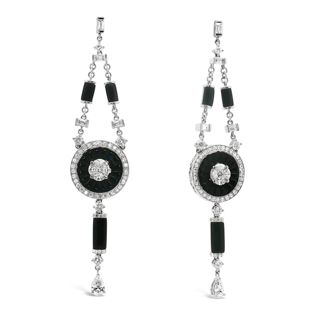Onyx & Diamond Dangle Earrings