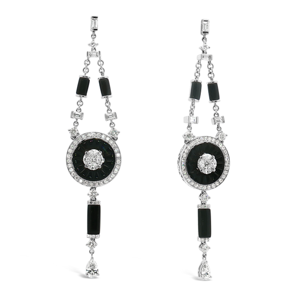 Onyx & Diamond Dangle Earrings