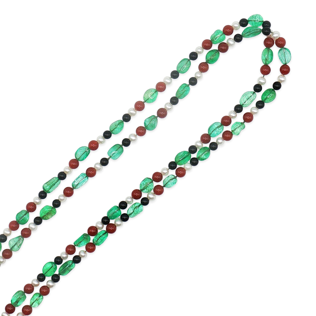Emerald, Ruby, Pearl & Onyx Necklace