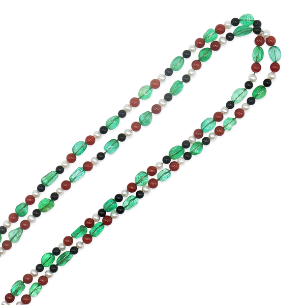 Emerald, Ruby, Pearl & Onyx Necklace