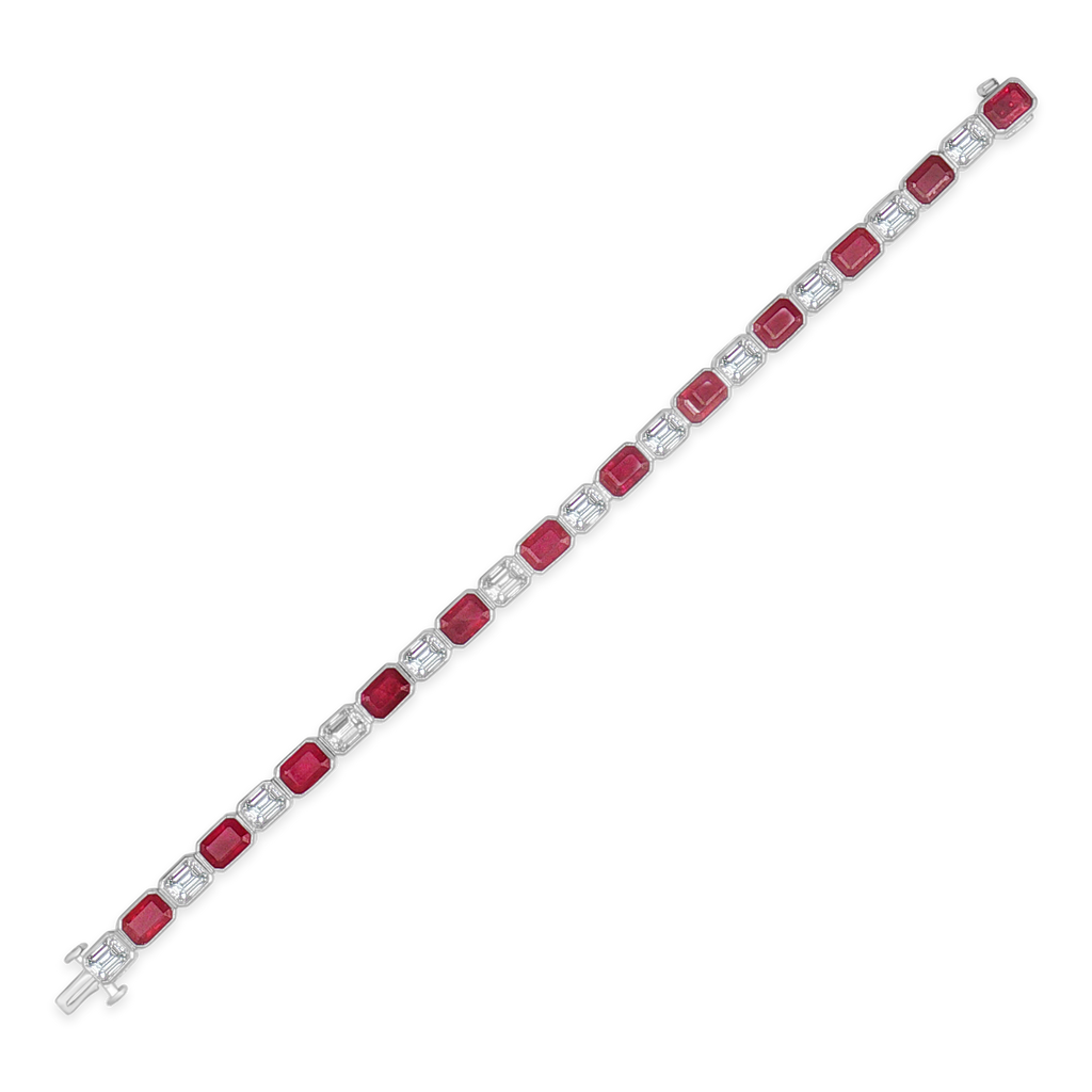 Emerald cut Rubies & Diamond Bracelet