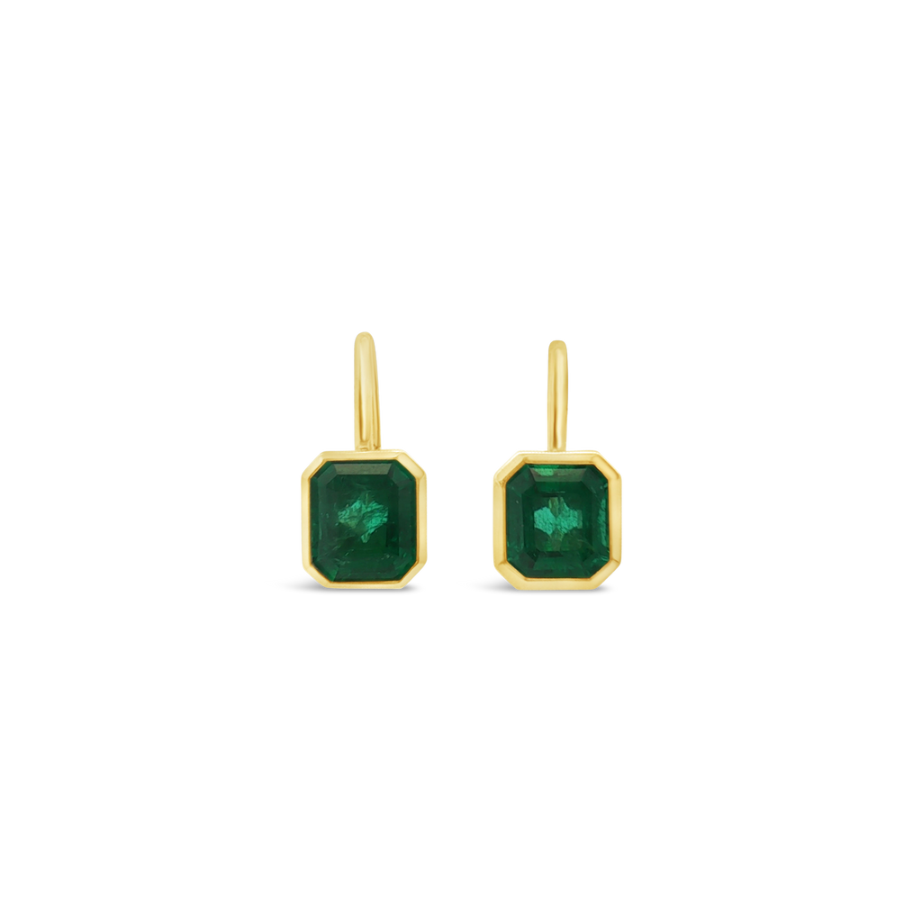 Bezel Set Emerald Earrings