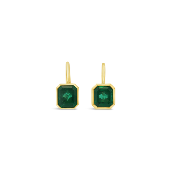 Bezel Set Emerald Earrings