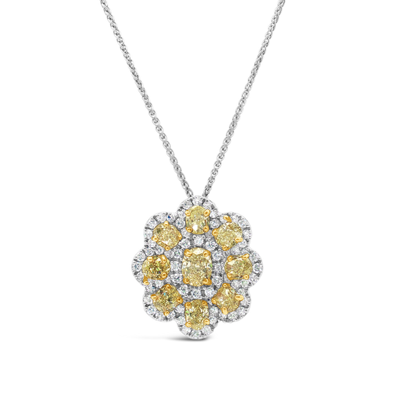 Yellow Diamond Flower Design Pendant