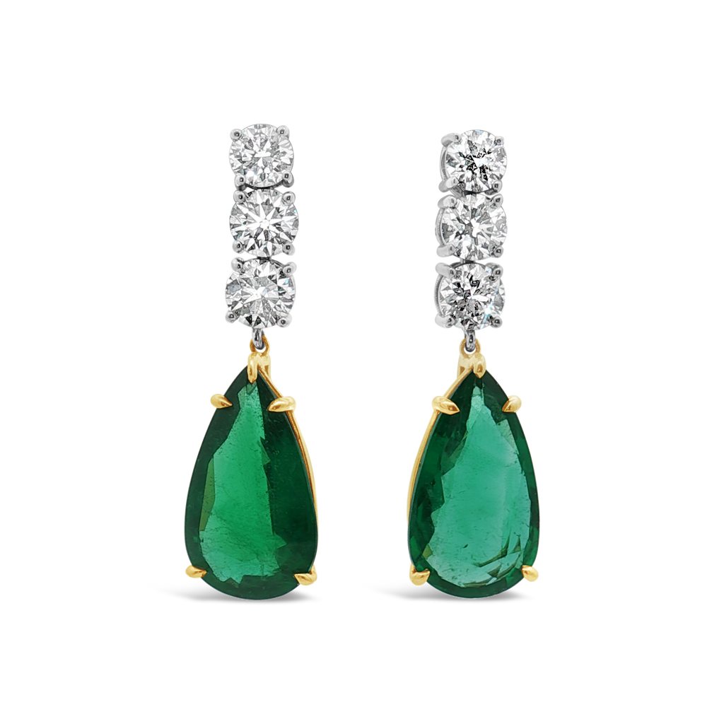 Emerald & Diamond Drop Earrings