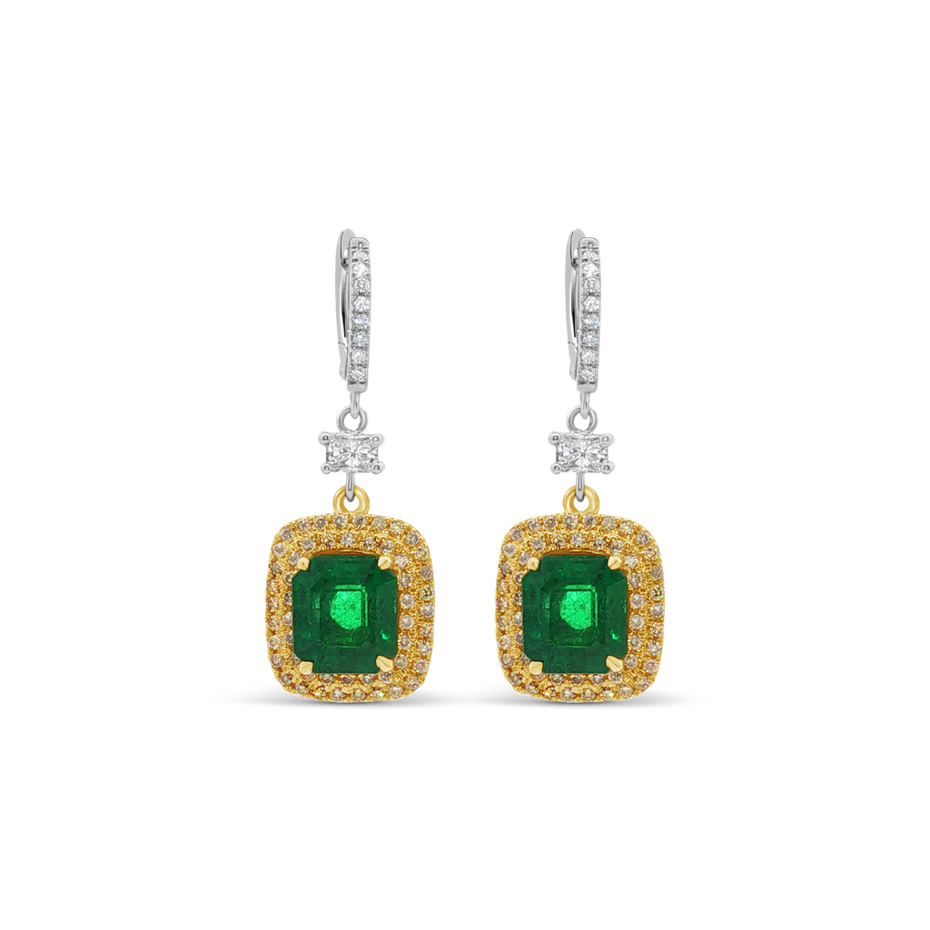Emerald & Diamond Drop Earrings