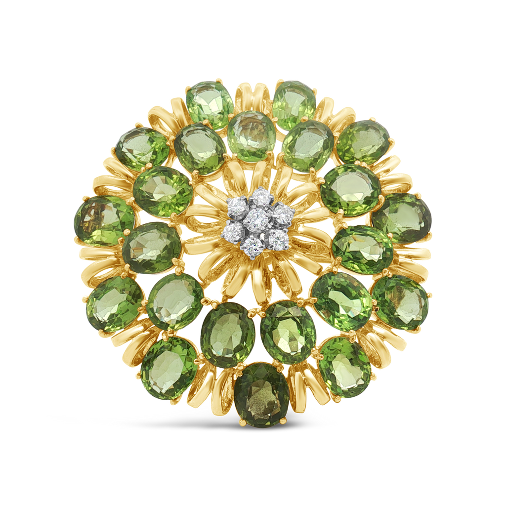 Peridot & Diamond Bracelet, Ring & Pin Suite