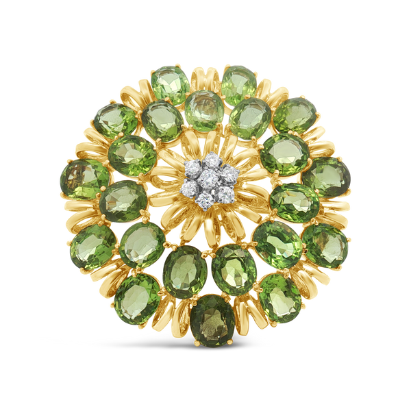 Peridot & Diamond Bracelet, Ring & Pin Suite
