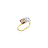 Brown & White Diamond Side by Side Ring
