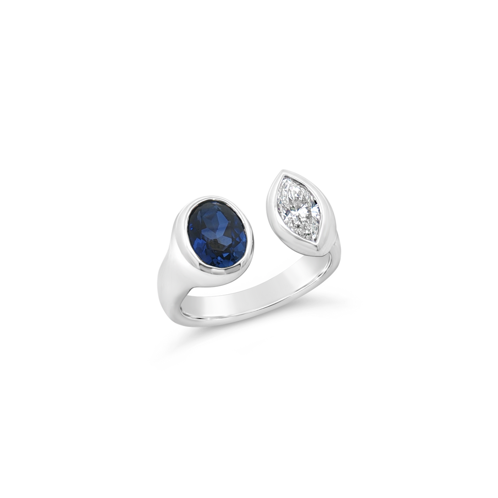 Sapphire & Diamond Moi Et Toi Ring
