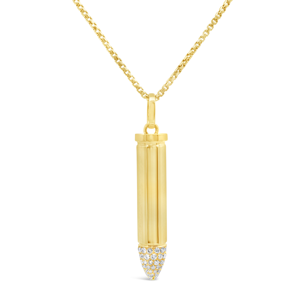 Gold & Diamond Bullet Pendant