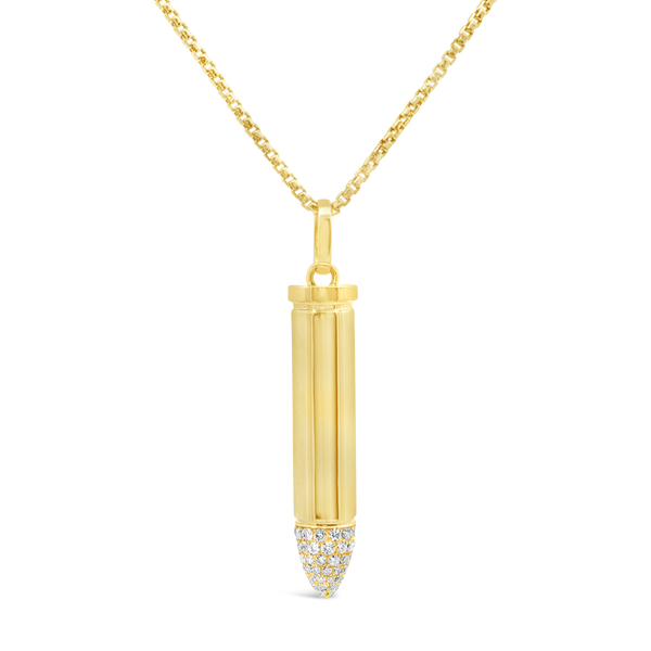 Gold & Diamond Bullet Pendant