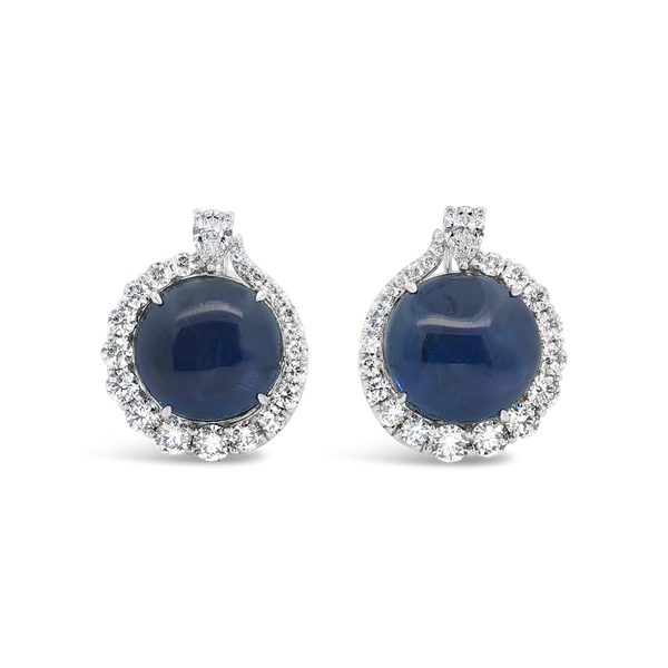 Cabochon Sapphire & Diamond Earrings