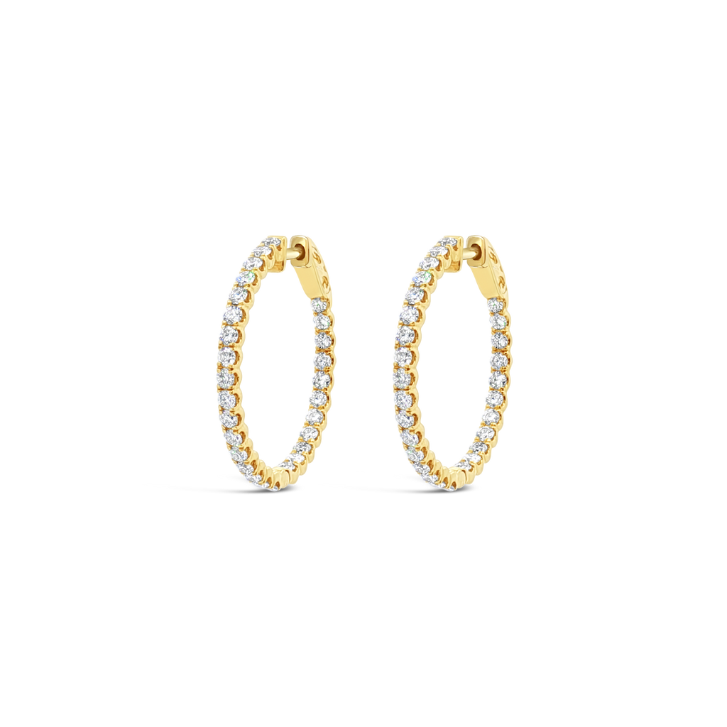 Yellow Gold & Diamond Hoop Earrings