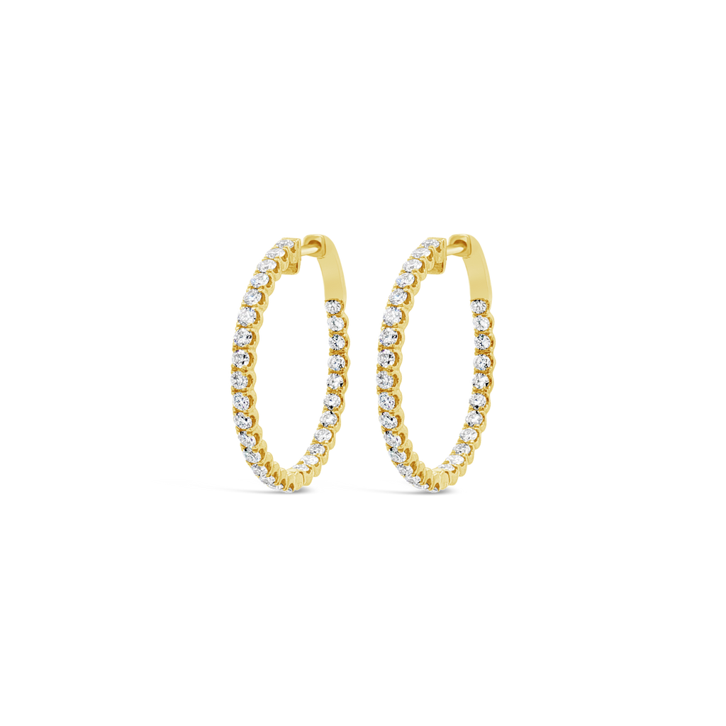 Diamond Hoop Earrings in Yellow Gold