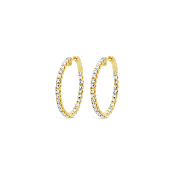Diamond Hoop Earrings in Yellow Gold