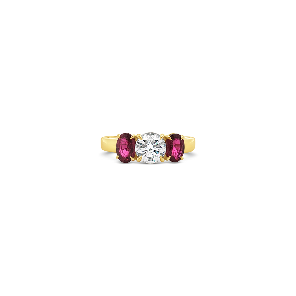 Round Diamond & Ruby Ring
