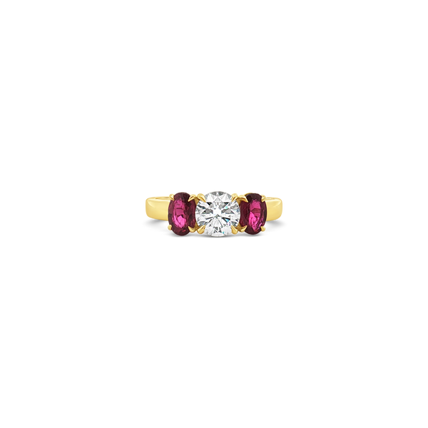 Round Diamond & Ruby Ring
