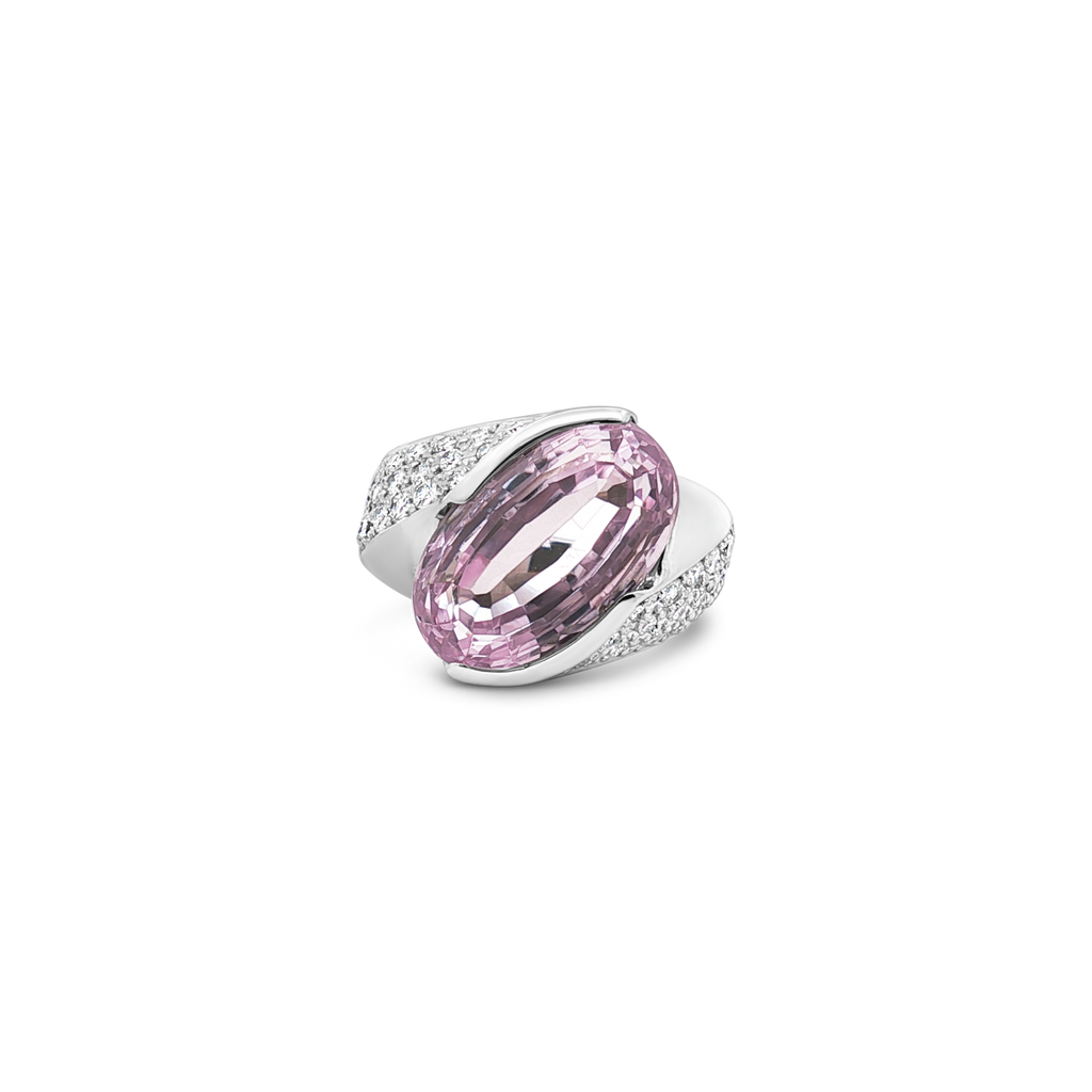Kunzite & Diamond Ring