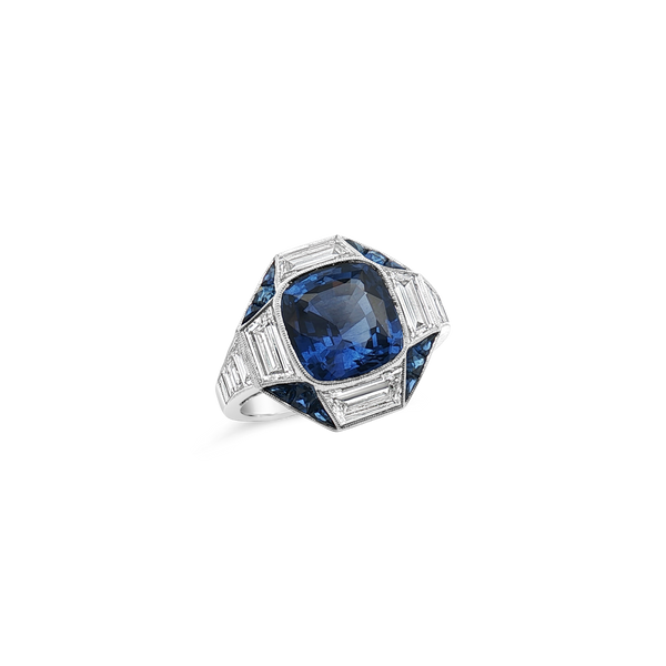 Cushion Sapphire & Diamond Cocktail Ring