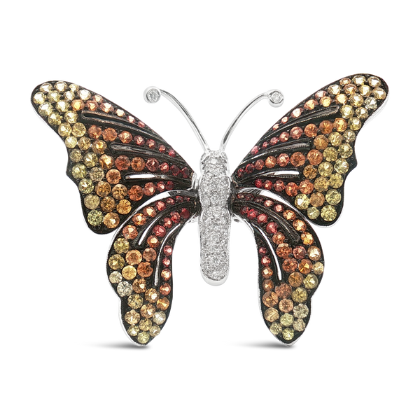 Yellow Sapphire & Diamond Estate Butterfly Pin