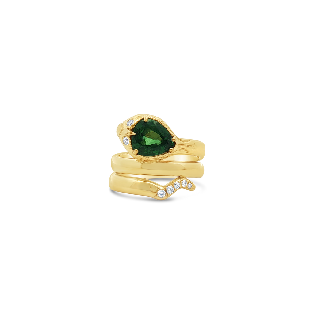 Tsavorite & Diamond Snake Ring