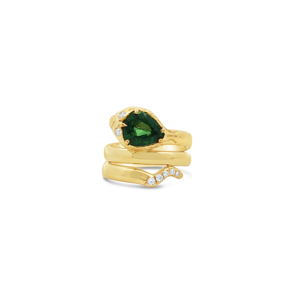 Tsavorite & Diamond Snake Ring
