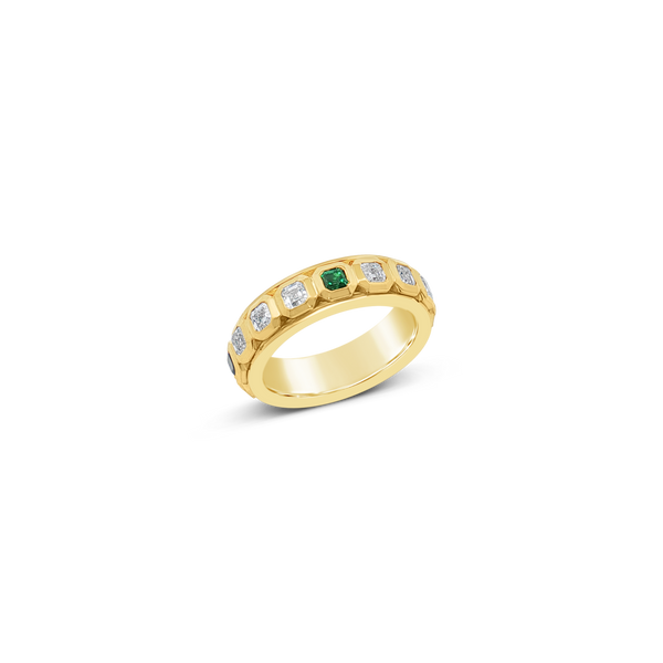 Emerald, sapphire & Diamond Spinner Ring
