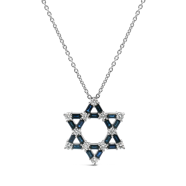 Sapphire & Diamond Star of David Pendant