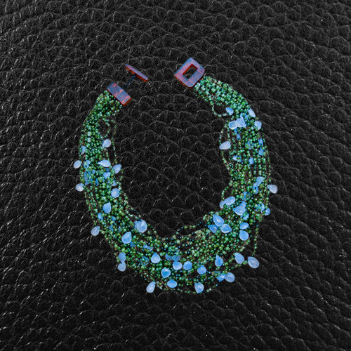 Multi-strand Green Tourmaline & Chalcedony Necklace