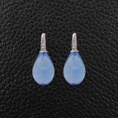Pear shaped Blue Topaz & Diamond Earrings