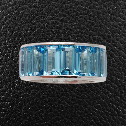 Emerald cut Blue Topaz Ring