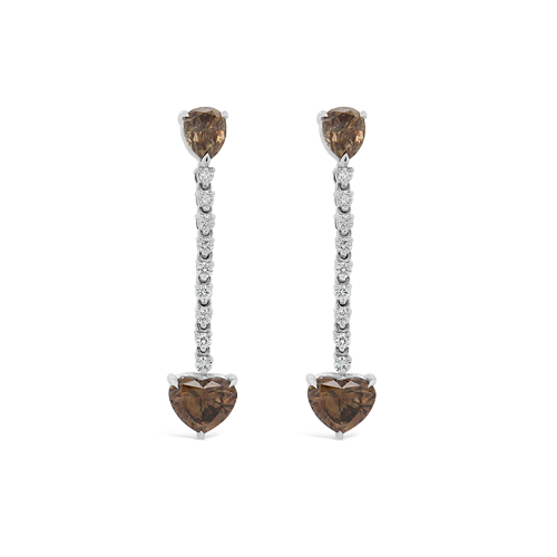 Brown & White Diamond Dangle Earrings