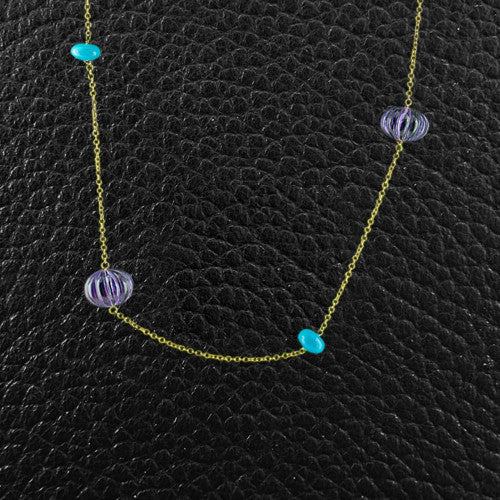 Amethyst & Turquoise Bead Necklace