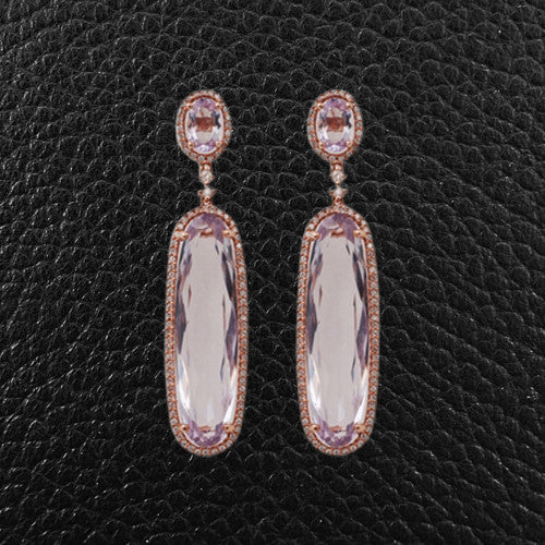Rose Amethyst & Diamond Earrings
