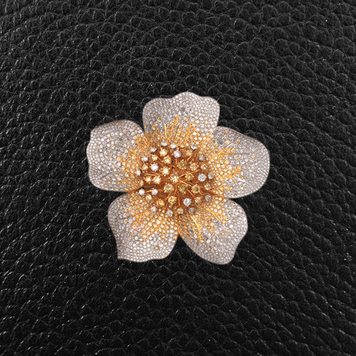 Multicolor Diamond Flower Pin